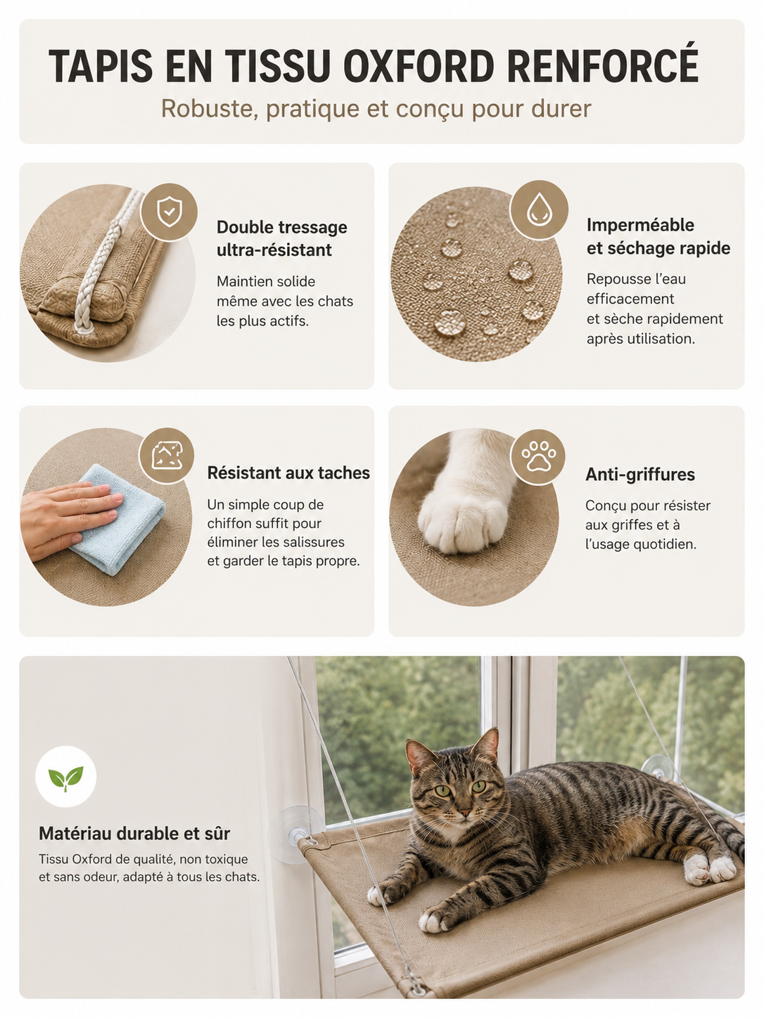 Hamac Fenêtre pour Chat — Coin Soleil, Installation Facile