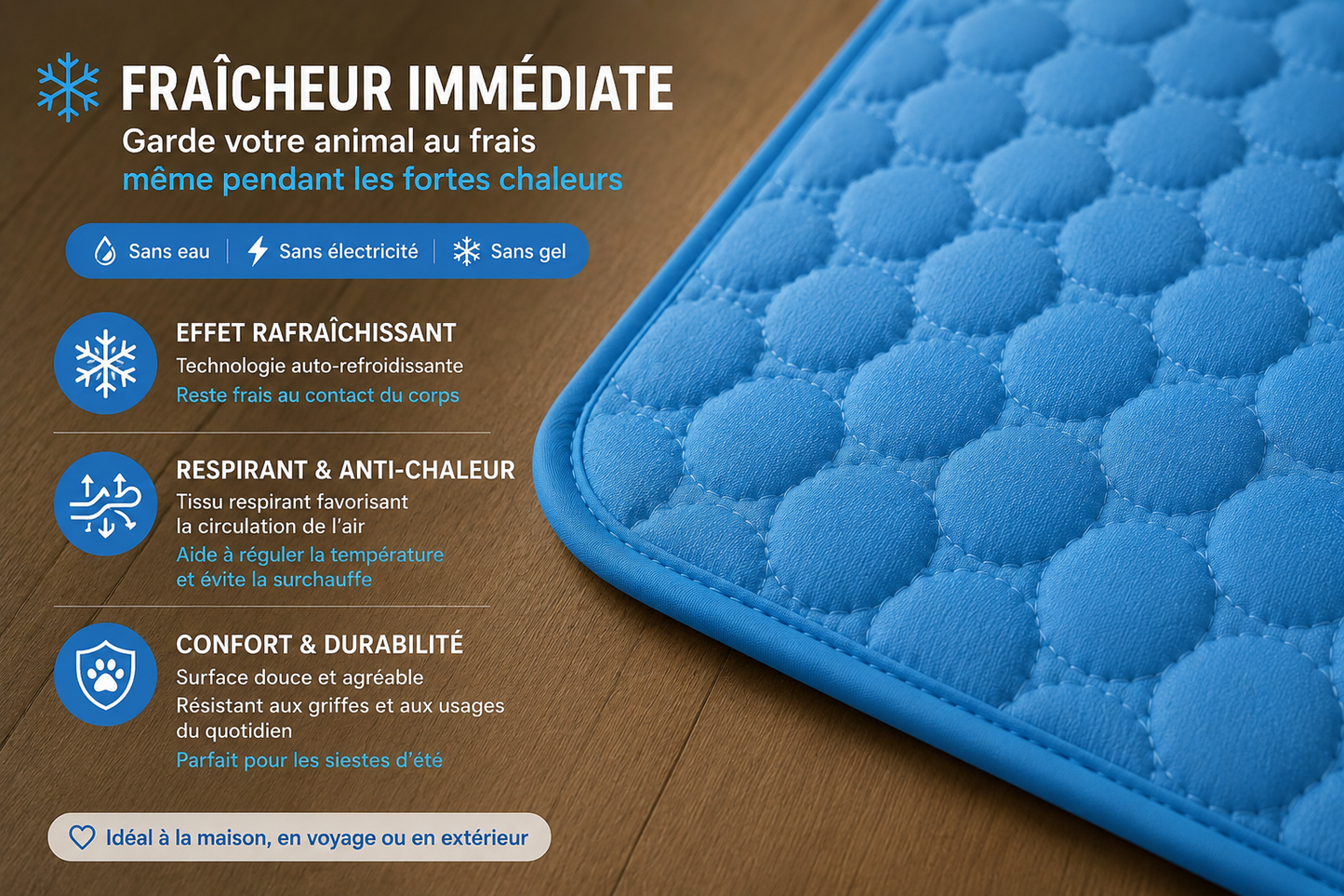 Tapis Rafraîchissant pour Chien & Chat — Confort Été, Toutes Tailles