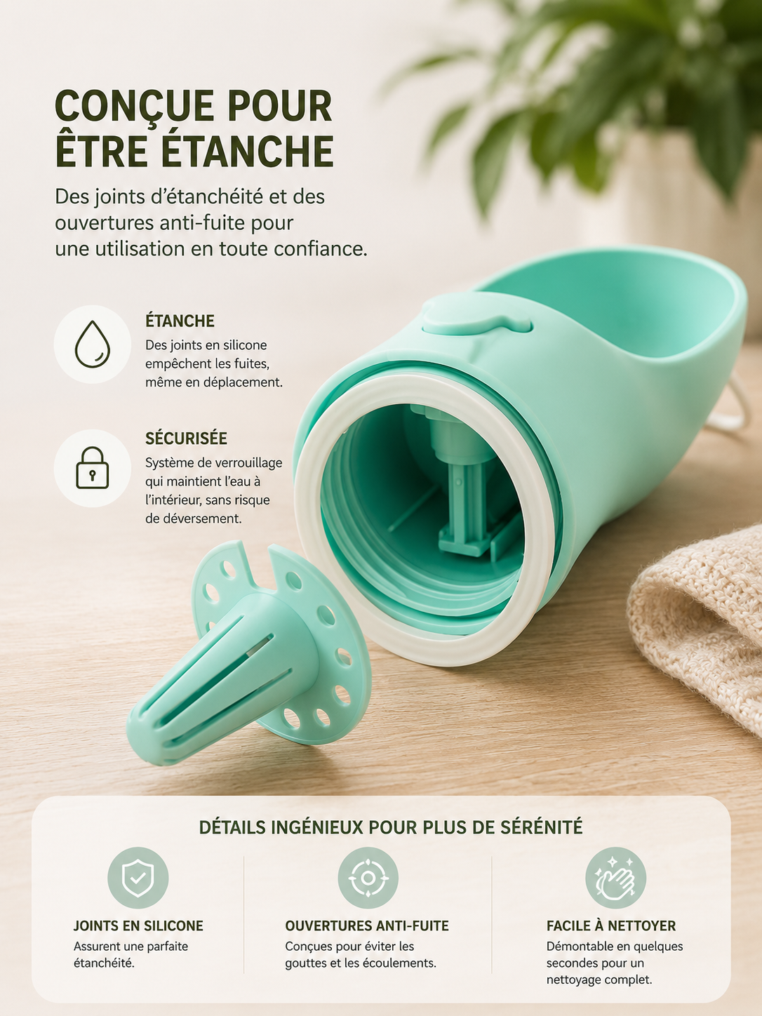 Gourde 2-en-1 pour Chien — Eau & Croquettes, Balade Facile