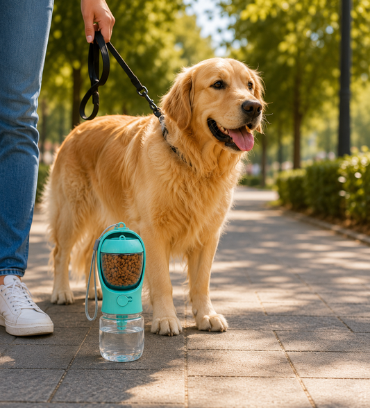 Gourde 2-en-1 pour Chien — Eau & Croquettes, Balade Facile